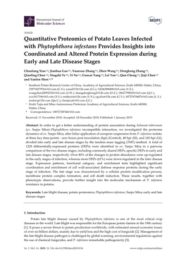 Quantitative Proteomics of Potato Leaves Infected with Phytophthora