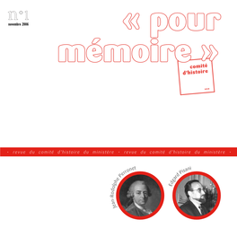 N°1 Novembre 2006 « Pour Mémoire » Comité D’Histoire