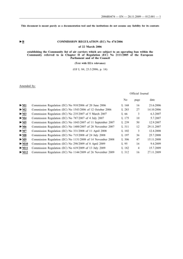 No 474/2006 of 22 March 2006 Establishing the Community List of Air