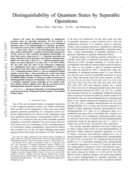 Distinguishability of Quantum States by Separable Operations