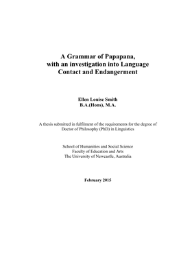 A Grammar of Papapana, with an Investigation Into Language Contact and Endangerment