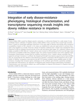 Integration of Early Disease-Resistance Phenotyping