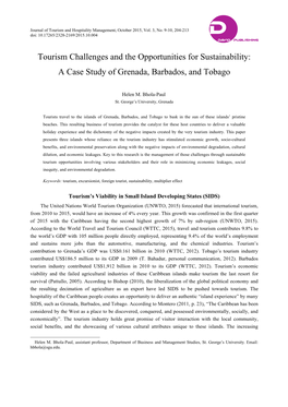 Tourism Challenges and the Opportunities for Sustainability: a Case Study of Grenada, Barbados, and Tobago