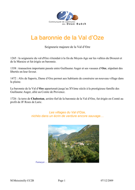 La Baronnie De La Val D’Oze