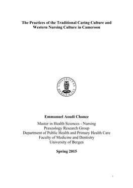 The Practices of the Traditional Caring Culture and Western Nursing Culture in Cameroon