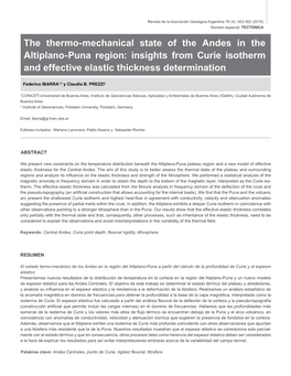 The Thermo-Mechanical State of the Andes in the Altiplano-Puna Region: Insights from Curie Isotherm and Effective Elastic Thickness Determination