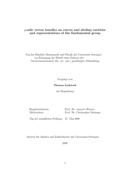 P-Adic Vector Bundles on Curves and Abelian Varieties and Representations of the Fundamental Group