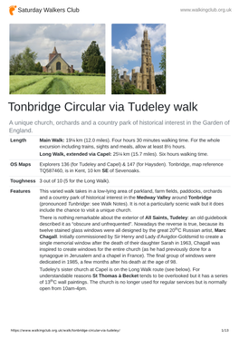 Tonbridge Circular Via Tudeley Walk