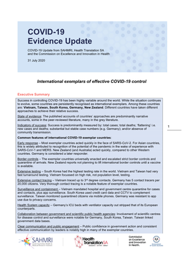 International Exemplars COVID-19 Evidence Update