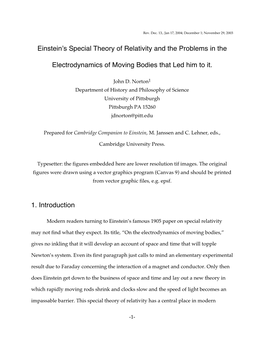 Einsteinʼs Special Theory of Relativity and the Problems in The