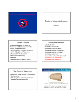 Origins of Modern Astronomy the Roots of Astronomy