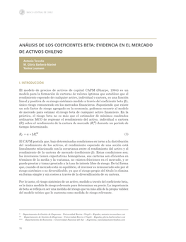 Análisis De Los Coeficientes Beta: Evidencia En El Mercado De Activos Chileno