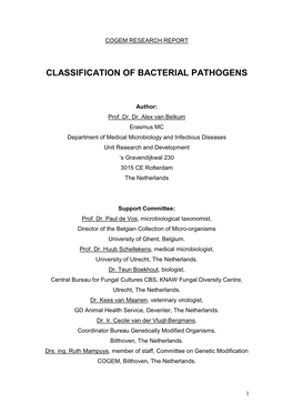 Classification of Bacterial Pathogens
