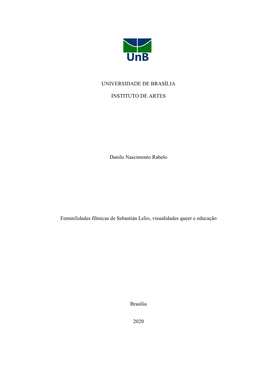 UNIVERSIDADE DE BRASÍLIA INSTITUTO DE ARTES Danilo