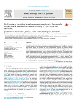 Biodiversity of Most Dead Wood-Dependent Organisms In