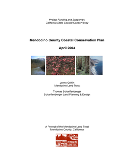 Mendocino County Coastal Conservation Plan April 2003