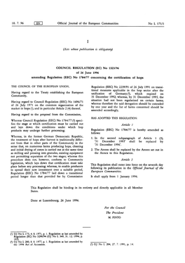 Amending Regulation (EEC) No 1784/77 Concerning the Certification of Hops