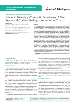 Catatonia Following a Traumatic Brain Injury: a Case Report with Positive Findings After an Ativan Trial