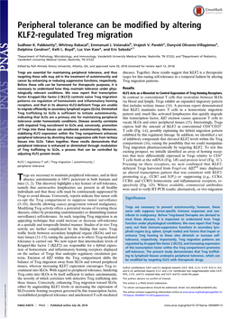 Peripheral Tolerance Can Be Modified by Altering KLF2-Regulated Treg Migration