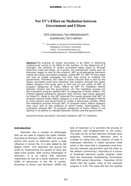 Net TV's Effort on Mediation Between Government and Citizen