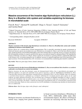 Massive Occurrence of the Invasive Alga Hydrodictyon Reticulatum (L.) Bory in a Brazilian Lotic System and Variables Explaining Its Biomass in Microhabitat Scale