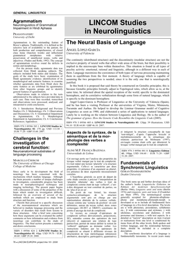 LINCOM Studies in Neurolinguistics 03