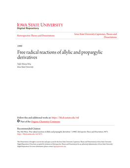 Free Radical Reactions of Allylic and Propargylic Derivatives Yuh-Wern Wu Iowa State University