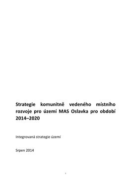 Strategie Komunitně Vedeného Místního Rozvoje Pro Území MAS Oslavka Pro Období 2014–2020