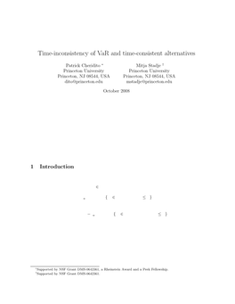 Time-Inconsistency of Var and Time-Consistent Alternatives