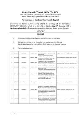 Agenda 30Th January 2019