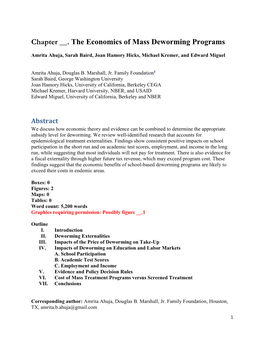 The Economics of Mass Deworming Programs