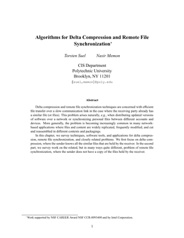 Algorithms for Delta Compression and Remote File Synchronization