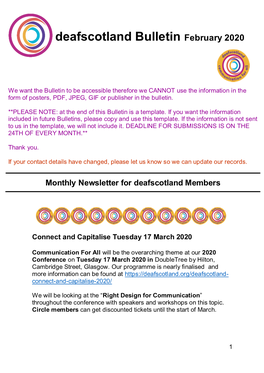 Deafscotland Bulletin February 2020