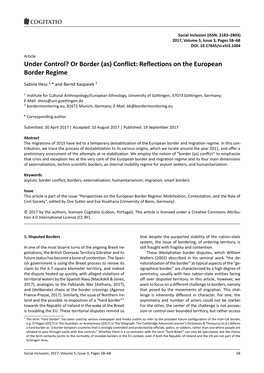 Under Control? Or Border (As) Conflict: Reflections on the European Border Regime