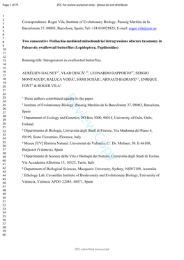 Review Copy 24 25 26 27 Locality and Data Analysis Information for the Specimens Used in This Study Are Listed in Table 28 S1