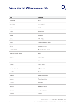 Seznam Zemí Pro SMS Na Zahraniční Čísla