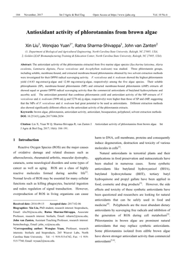 Antioxidant Activity of Phlorotannins from Brown Algae