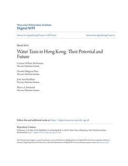Water Taxis in Hong Kong: Their Otp Ential and Future Connor William Mcnamara Worcester Polytechnic Institute
