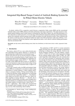 Integrated Slip-Based Torque Control of Antilock Braking System for In-Wheel Motor Electric Vehicle