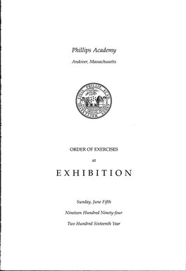 Phillips Academy Andover, Massachusetts ORDER OF