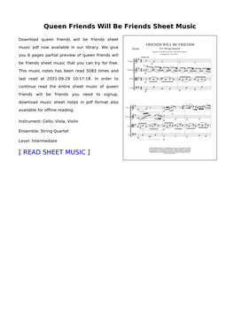 Queen Friends Will Be Friends Sheet Music