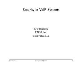 Security in Voip Systems