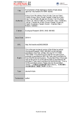 Title Host Selection of Hematophagous Leeches (Haemadipsa Japonica