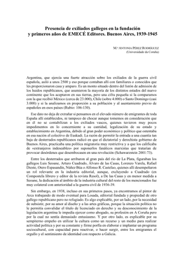 Pdf Presencia De Los Exiliados Gallegos En La Fundación Y Primeros