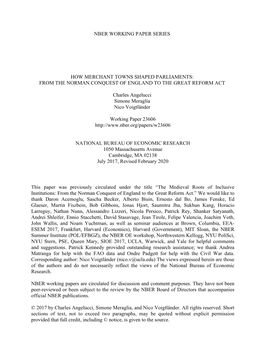 How Merchant Towns Shaped Parliaments: from the Norman Conquest of England to the Great Reform Act