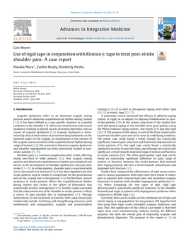 Use of Rigid Tape in Conjunction with Kinesio® Tape to Treat Post-Stroke