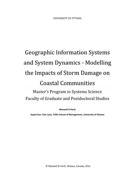 Modelling the Impacts of Storm Damage on Coastal Communities Master’S Program in Systems Science Faculty of Graduate and Postdoctoral Studies