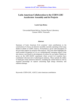 Latin American Collaboration to the CERN-LHC Accelerator Assembly and Its Projects