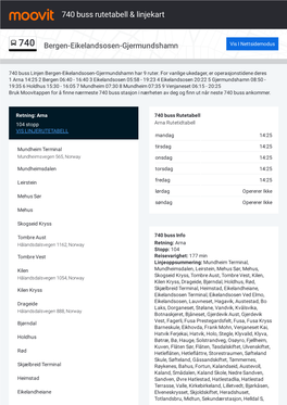 740 Buss Rutetabell & Linjerutekart