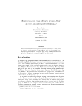 Representation Rings of Finite Groups, Their Species, and Idempotent